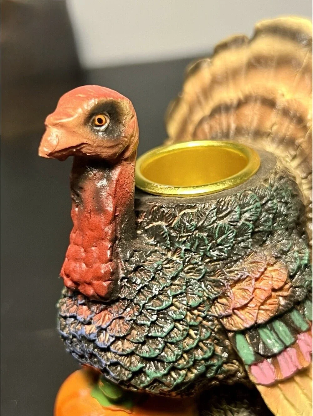 Vintage 1990s Set Of 2 Turkey Harvest Tealight Candle Holders Resin, 3.5x4.25”
